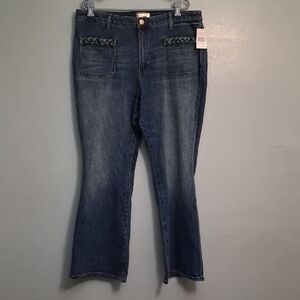 Kut from the Kloth ANA size 18W women's high rise flare blue denim jeans.